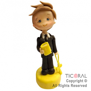 ADORNO NENE COMUNION CON TRAJE BIBLIA Y ROSARIO PORCELANA FRIA x 1